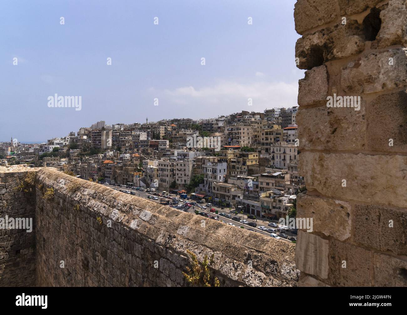 Vista sulla città dalla Cittadella di Raymond de Saint Gilles, Governatorato Nord, Tripoli, Libano Foto Stock