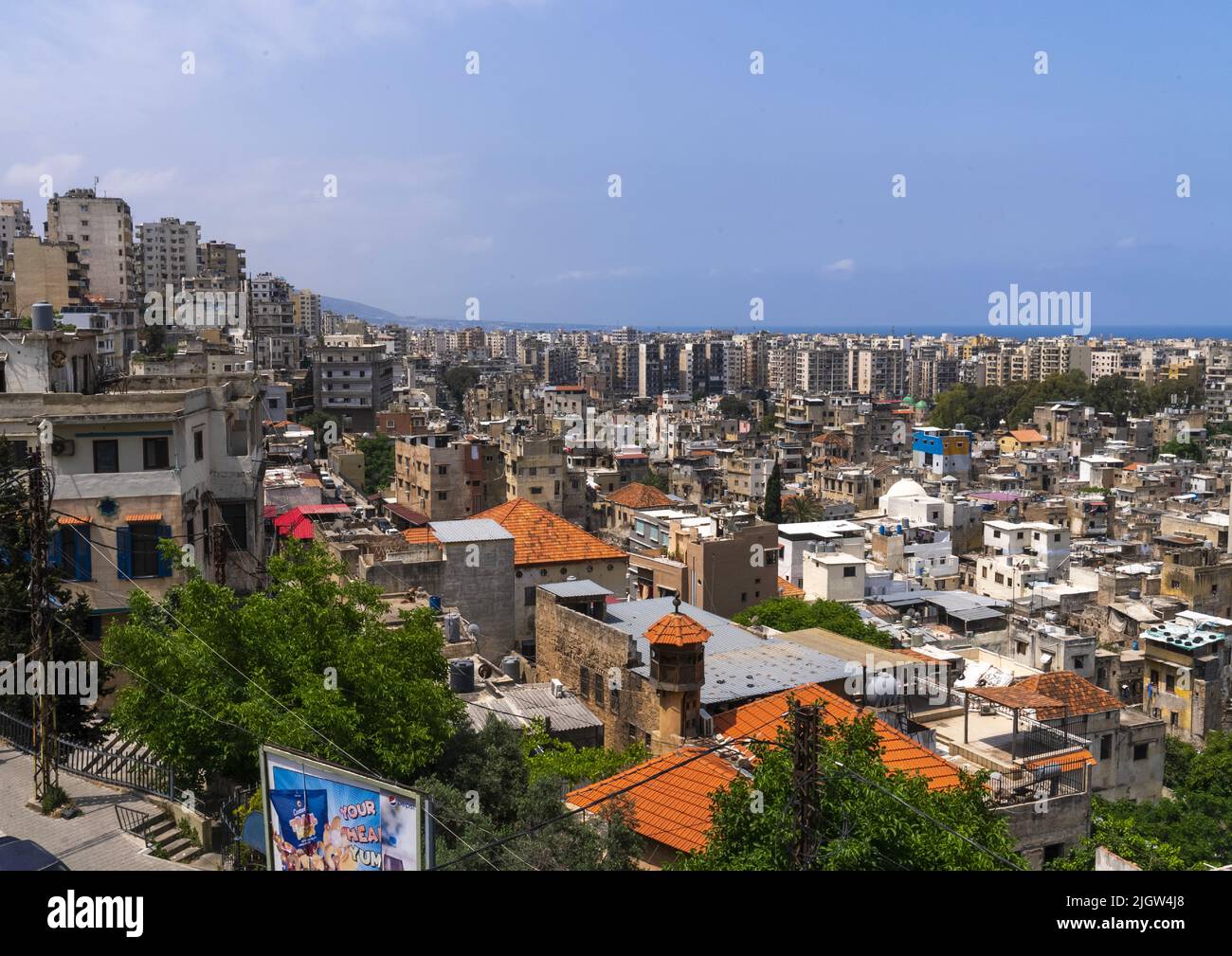 Paesaggio visto dalla cittadella di Raymond de Saint Gilles, governatorato del Nord, Tripoli, Libano Foto Stock