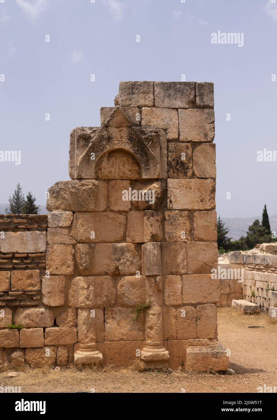 Rovine del Aanjar Umayyyyyad nella valle di Beeka, il Governatorato di Beqaa, Anjar, Libano Foto Stock