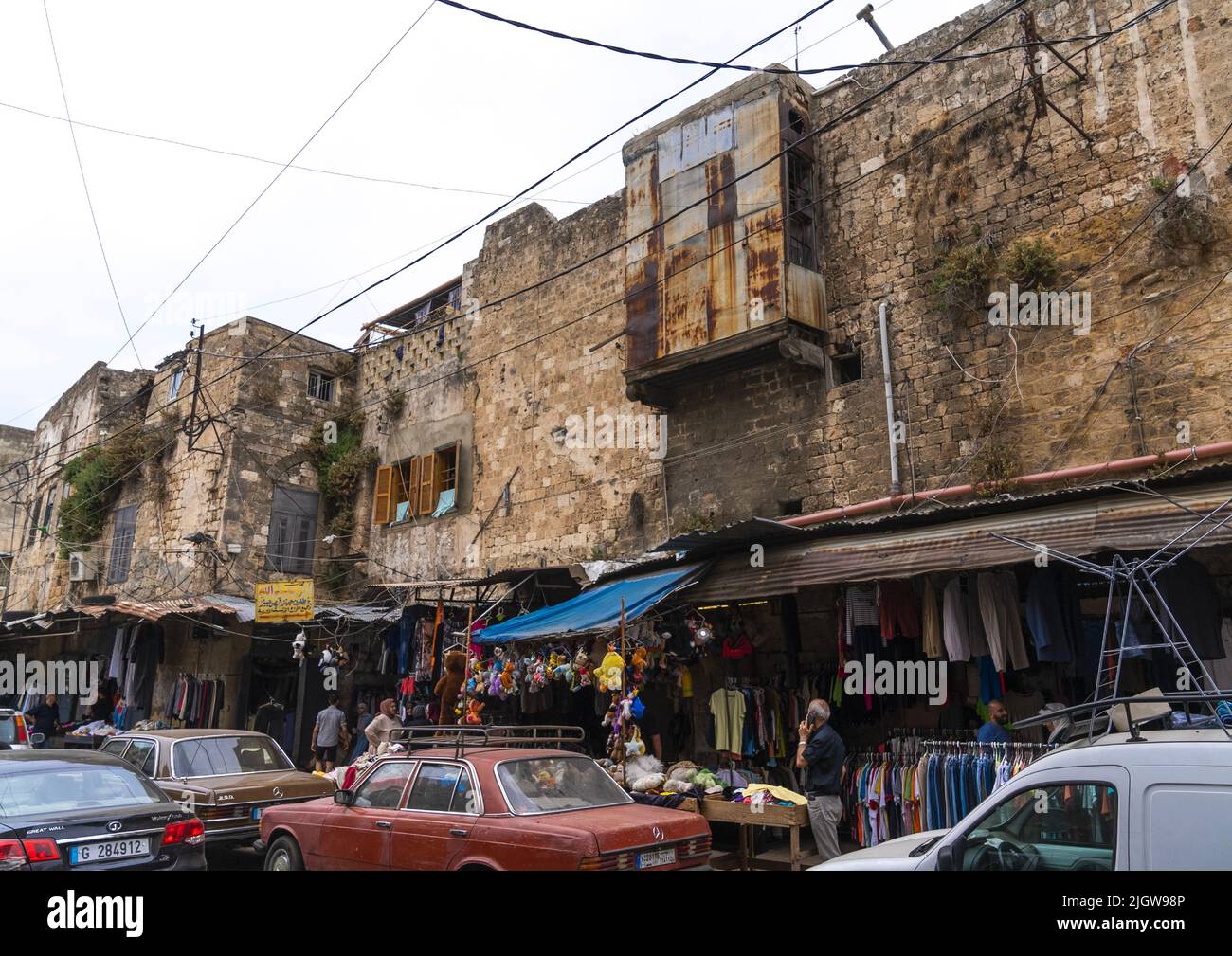 Vecchie case nel centro della città, Governatorato del Nord, Tripoli, Libano Foto Stock