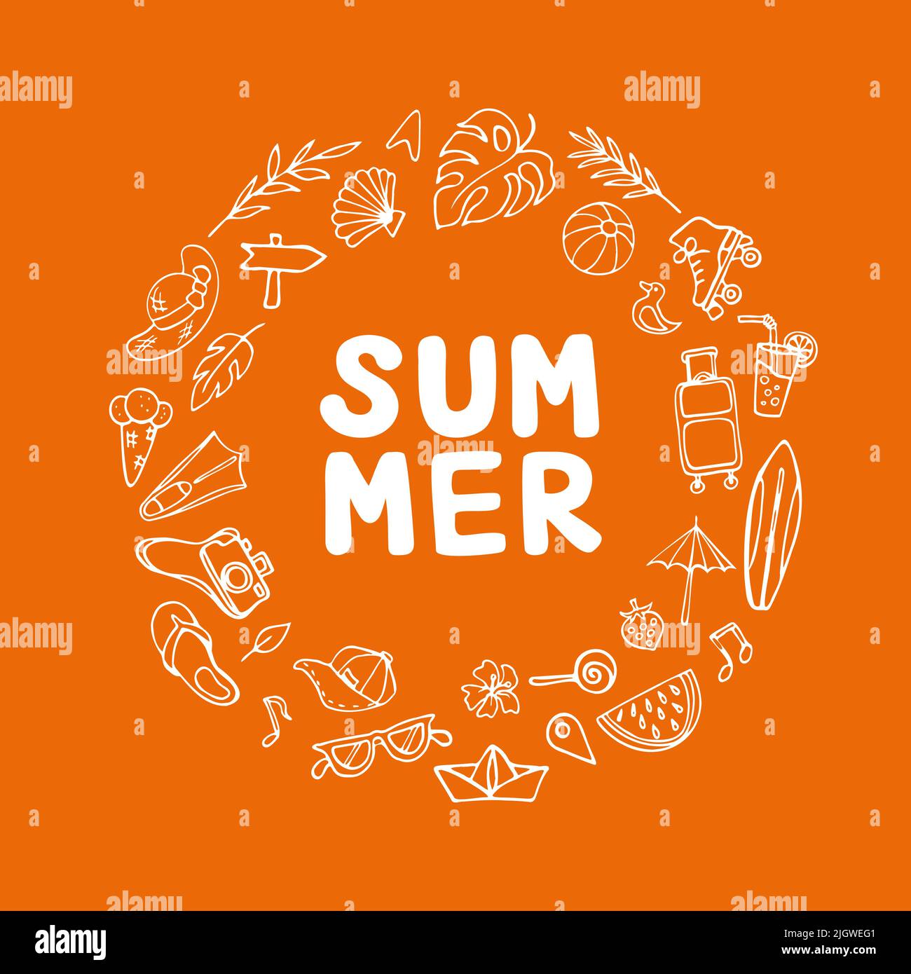 Simboli indiani d'estate doodle clipart. Composizione anello stagione velluto Illustrazione Vettoriale
