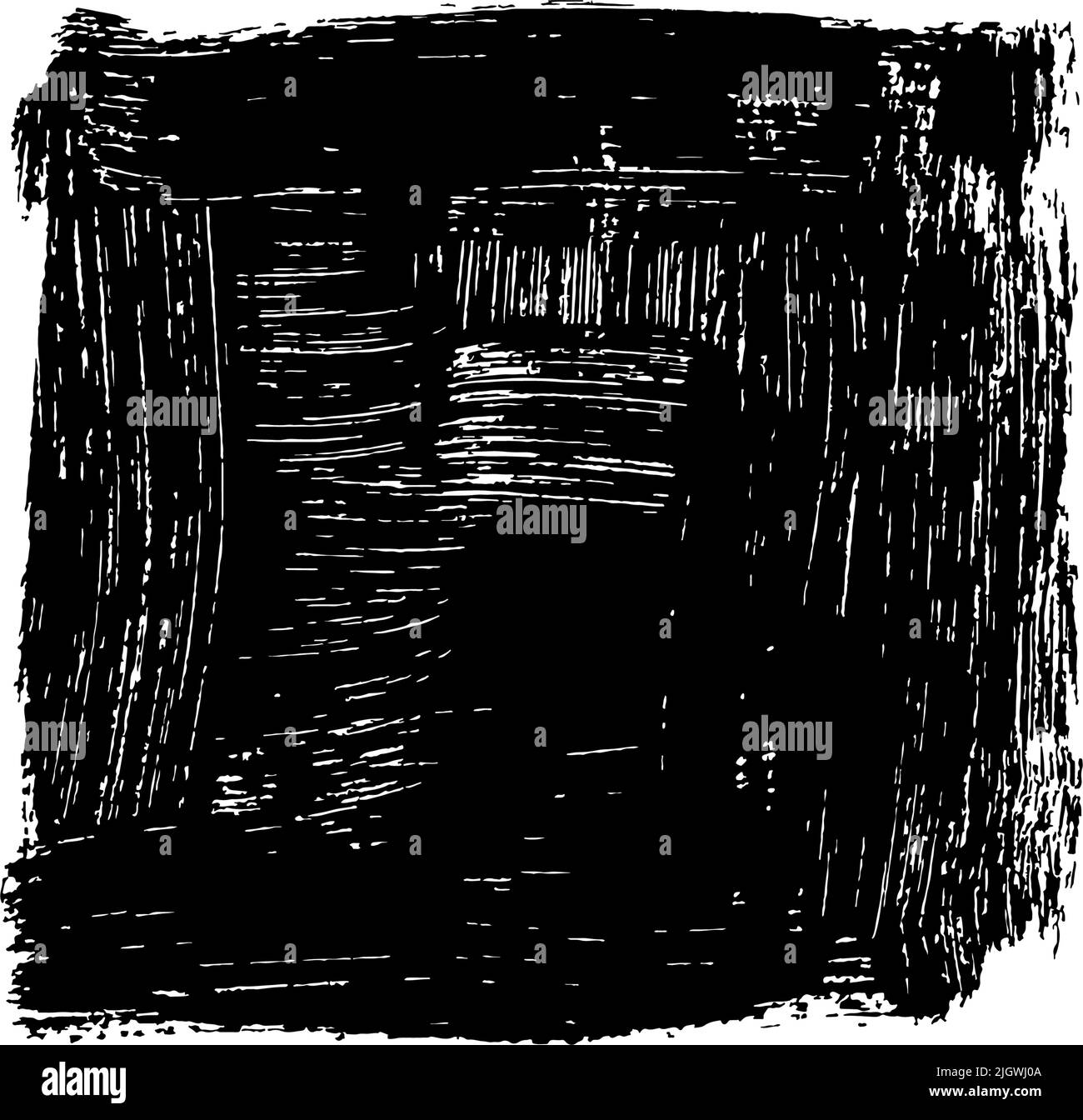 Scatola con bordo nero ruvido isolata su sfondo bianco. Illustrazione Vettoriale