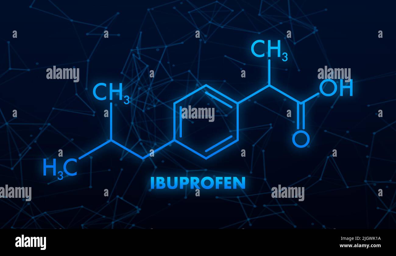 Formula ibuprofene. Concetto di medicina e farmacia. Illustrazione vettoriale Illustrazione Vettoriale