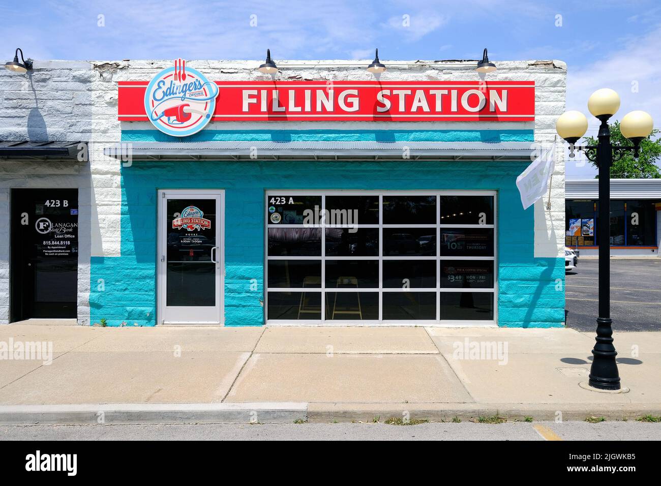 Edinger«s Filling Station, American Diner a Pontiac, Illinois, Stati Uniti d'America Foto Stock