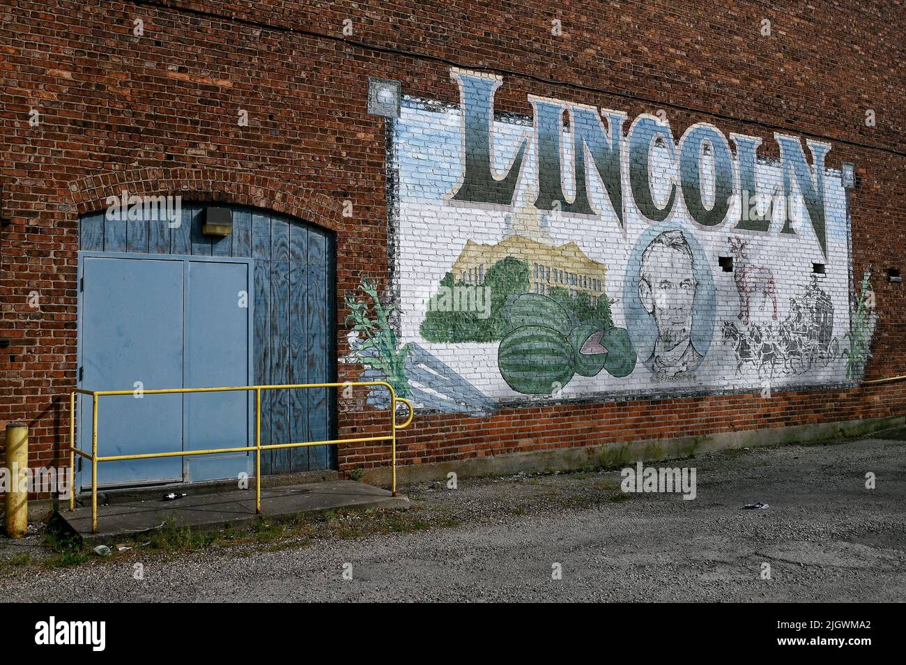 Murale nel centro storico di Lincoln, Illinois, Stati Uniti d'America Foto Stock