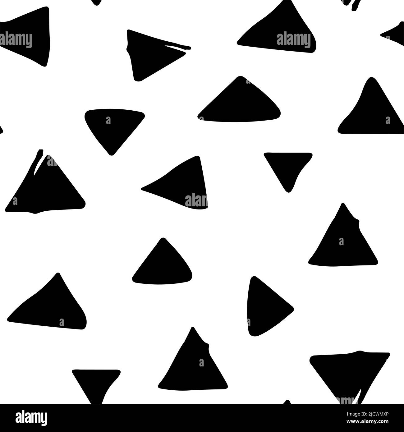 Disegno geometrico senza giunture di triangoli a mano. Moderna illustrazione vettoriale monocromatica alla moda. Illustrazione Vettoriale