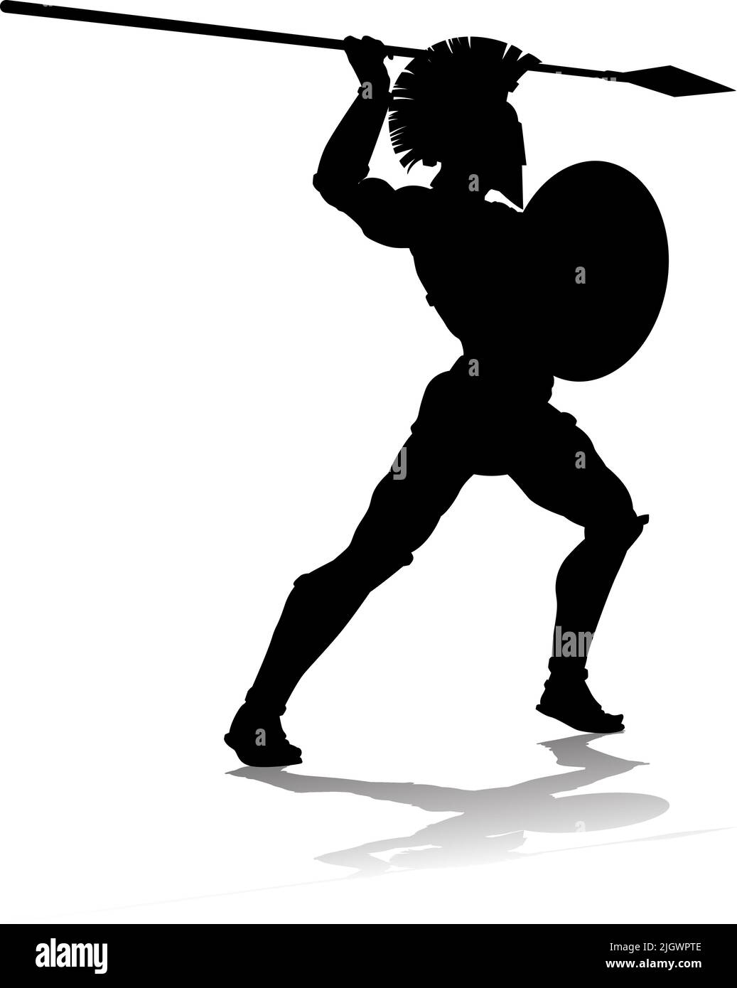 Spartan Silhouette Gladiator Trojan Greek Warrior Illustrazione Vettoriale