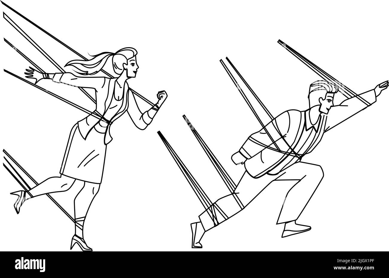 Business difficoltà uomo e donna manager Vector Illustrazione Vettoriale