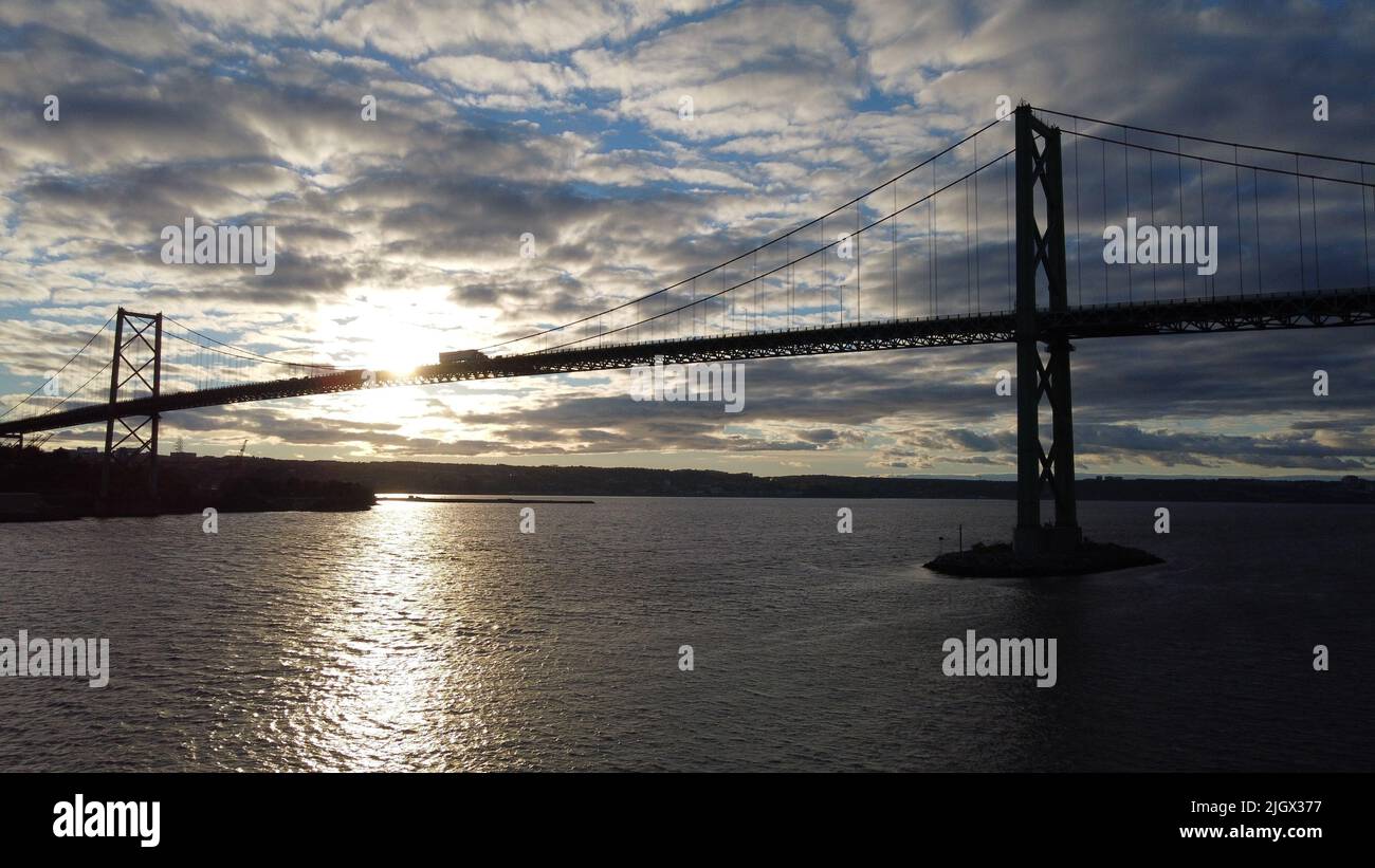 Un bel colpo di Angus L. Macdonald Bridge in Nuova Scozia, Canada Foto Stock