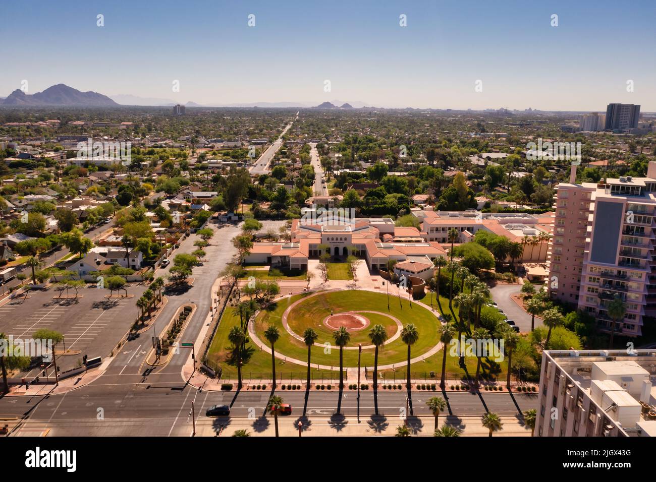 Vista aerea del museo Garden of Heard a Phoenix, Arizona Foto Stock