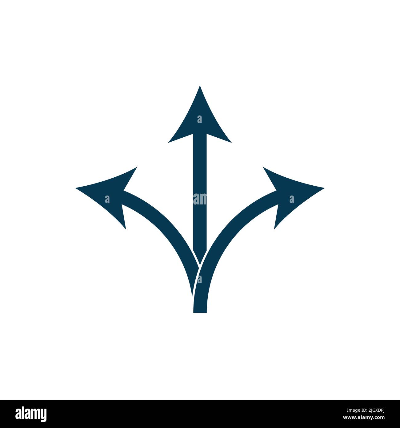 Vettore icona freccia a tre direzioni isolato su sfondo bianco Illustrazione Vettoriale