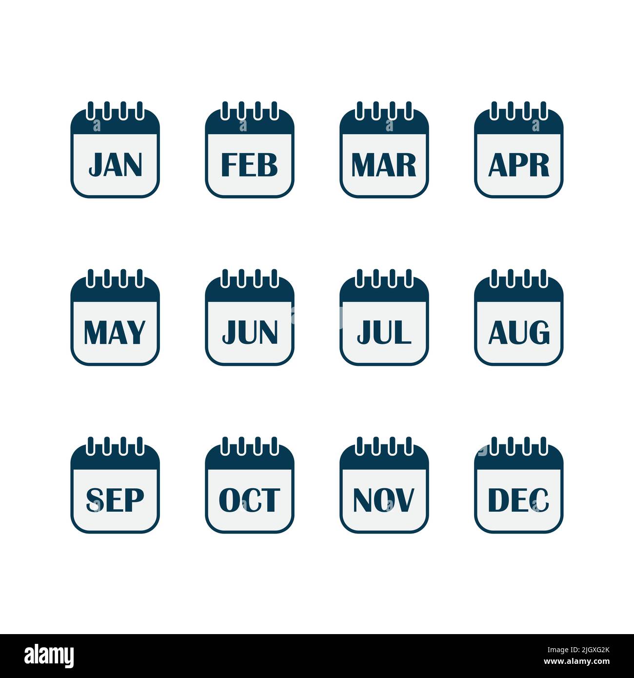12 mesi calendario icona vettore isolato su sfondo bianco Illustrazione Vettoriale