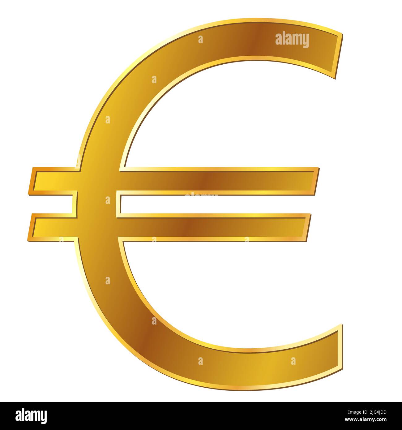 Unione europea euro euro valuta oro segno vista frontale isolato su sfondo bianco. Moneta della Banca centrale europea. Illustrazione vettoriale. Illustrazione Vettoriale