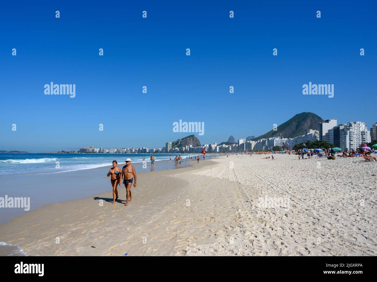 Rio de Janeiro. Spiaggia di Copacabana, Copacabana, Rio de Janeiro, Brasile Foto Stock