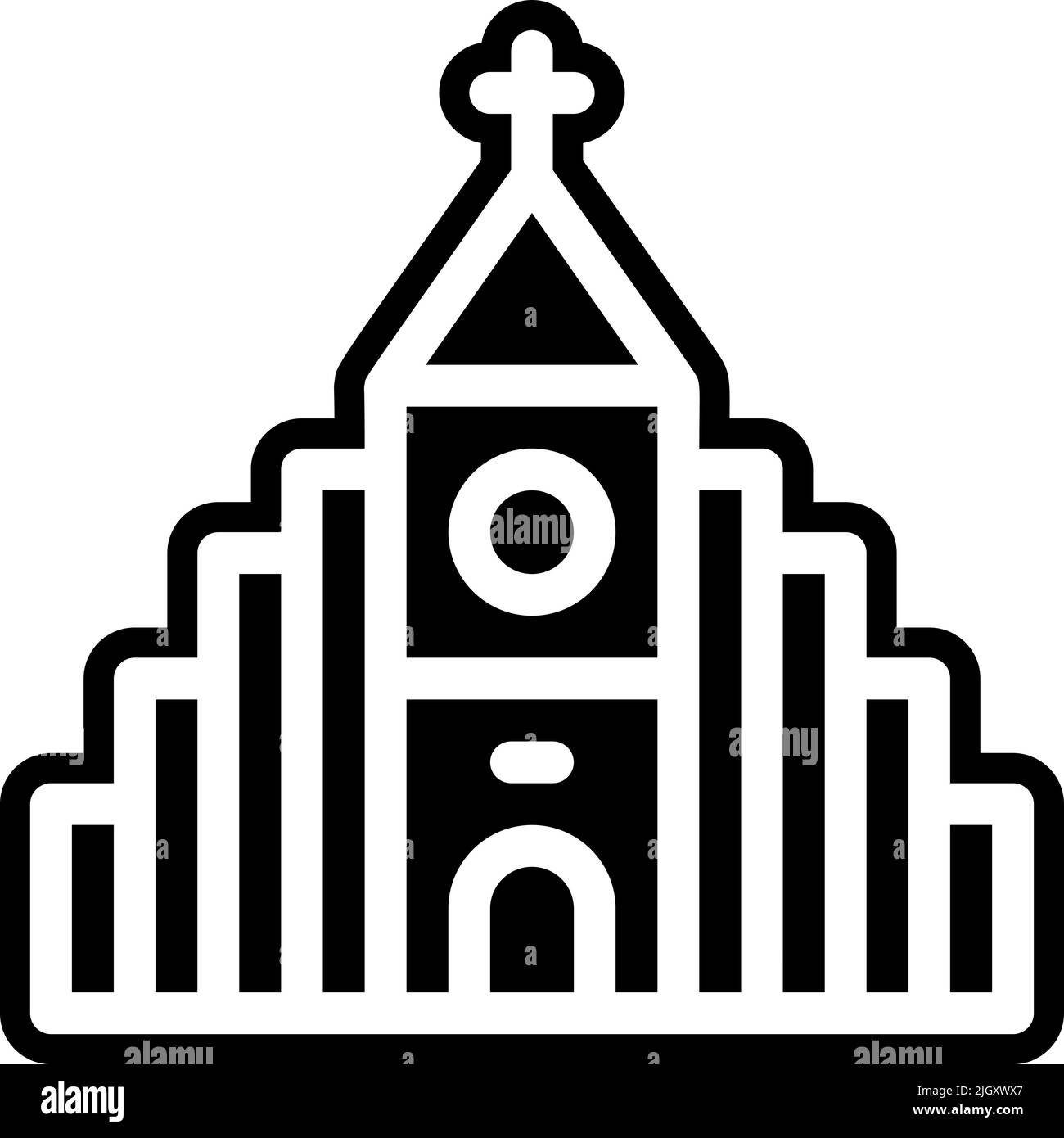Icona Landmark hallgrimskirkja . Illustrazione Vettoriale