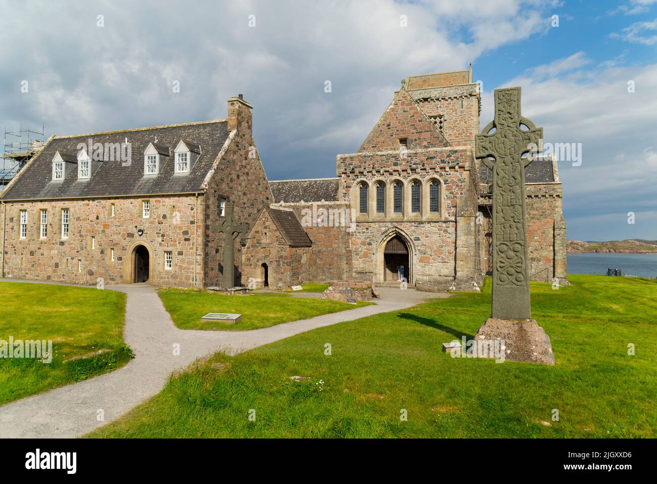 Abbazia di Iona e Croce di San Martino, Isola di Iona Foto Stock