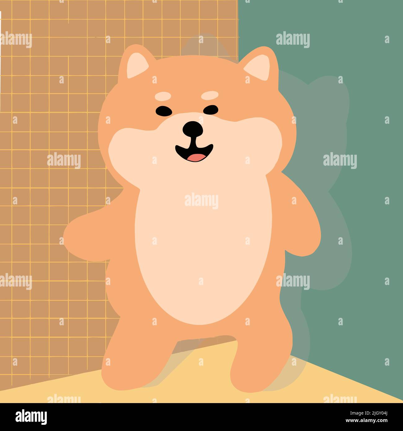 Shiba danzava sul campo ed è lieta che fosse notato Illustrazione Vettoriale