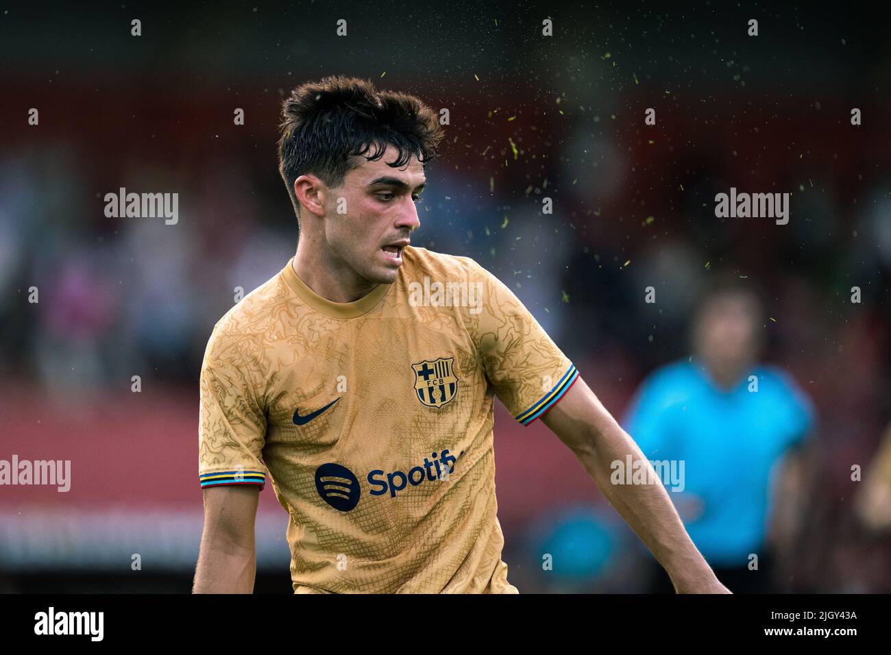 Olot, Spagna, 13, luglio 2022, Pedri (8) durante la partita amichevole tra Olot e FC Barcellona. Credit: JG/Alamy Live News Foto Stock