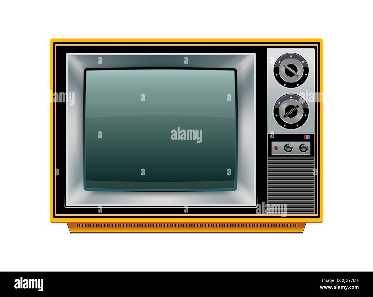 Icona dettagliata che rappresenta il retro TV giallo Illustrazione Vettoriale