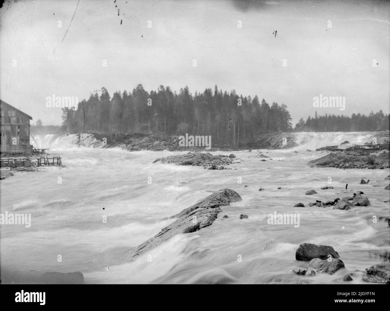 Dalälven con Älvkarlebyfallen, Älvkarleby, Uppland prima del 1914. Dalälven con Älvkarlebyfallen, Älvkarleby, Uppland prima del 1914 Foto Stock