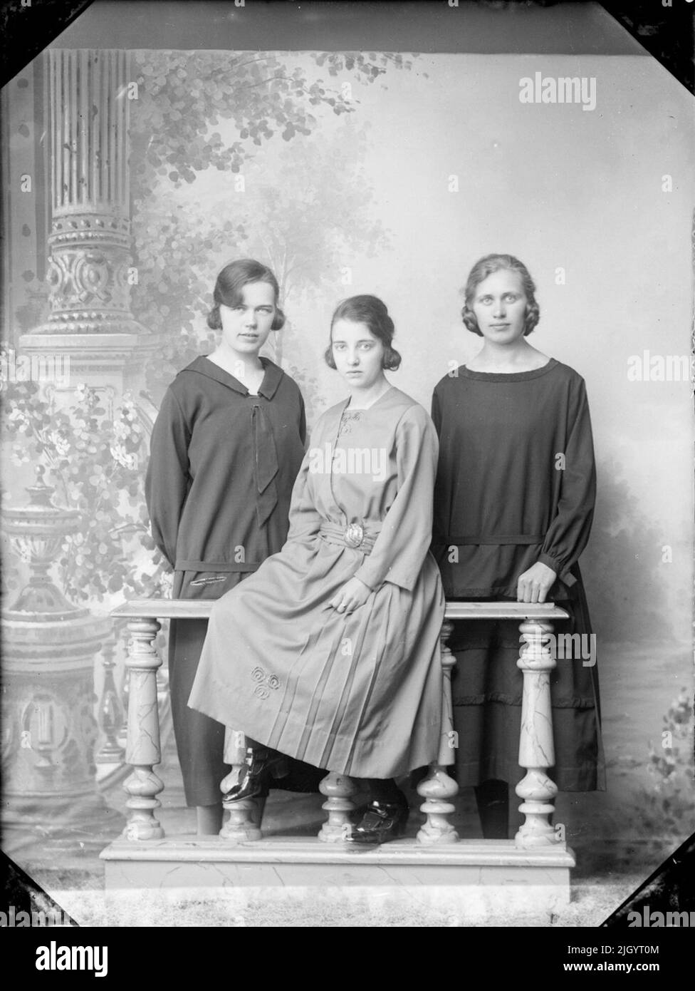 Tre donne, Östhammar, Uppland. Evento storico, nome legato a Objek: Jansson, Linnea Foto Stock