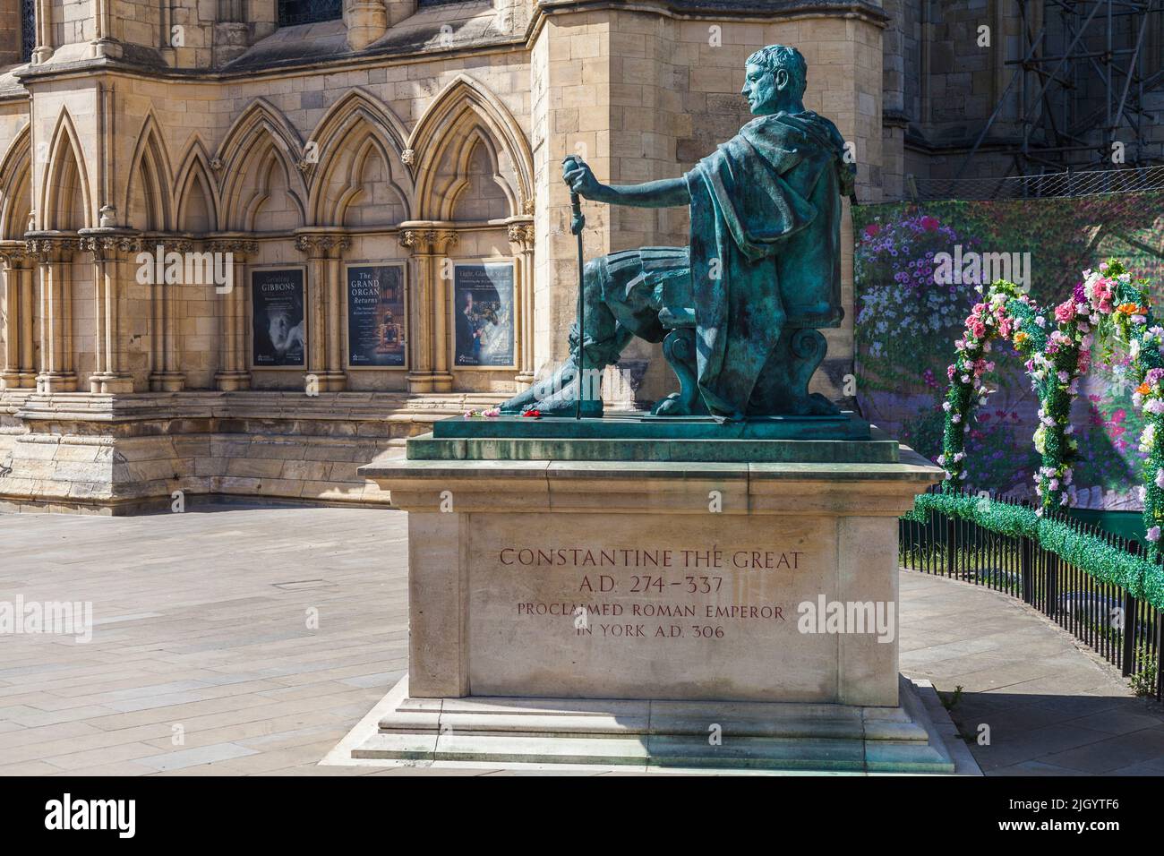 La Statua di Costantino il Grande in York,North Yorkshire, Inghilterra, Regno Unito Foto Stock