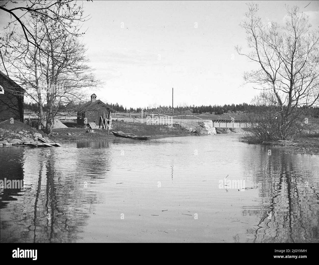 Sävaån a Säva, parrocchia di Gryta, Uppland maggio 1912. Sävaån a Säva, Parrocchia di Gryta, Uppland maggio 1912 Foto Stock