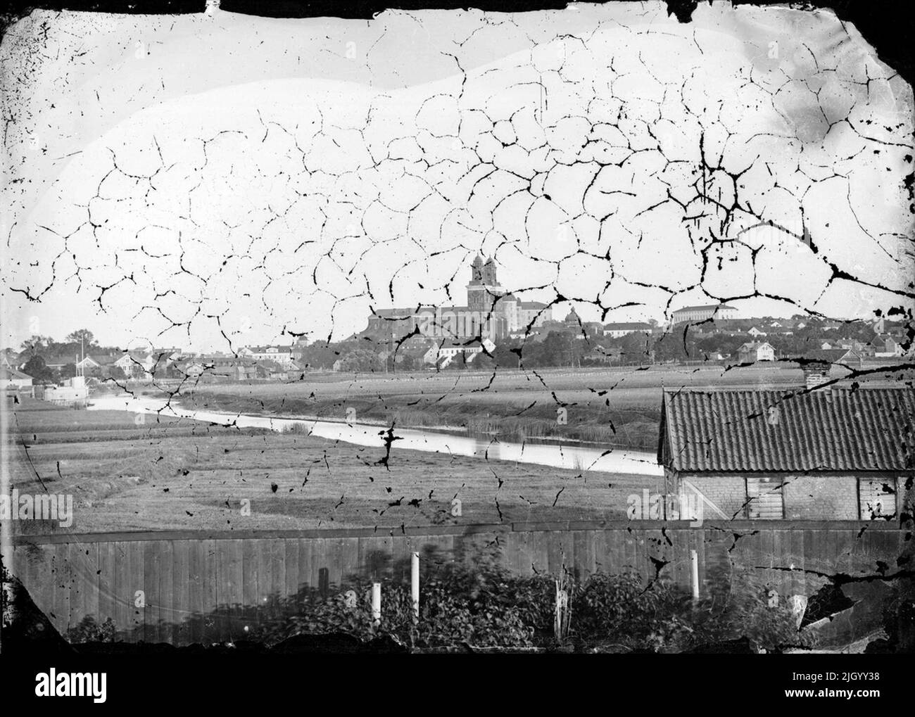 Uppsala da nord, con la Cattedrale di Uppsala e Fyrisån, Uppsala 1860s. Uppsala da nord, con la Cattedrale di Uppsala e Fyrisån, Uppsala 1860s Foto Stock