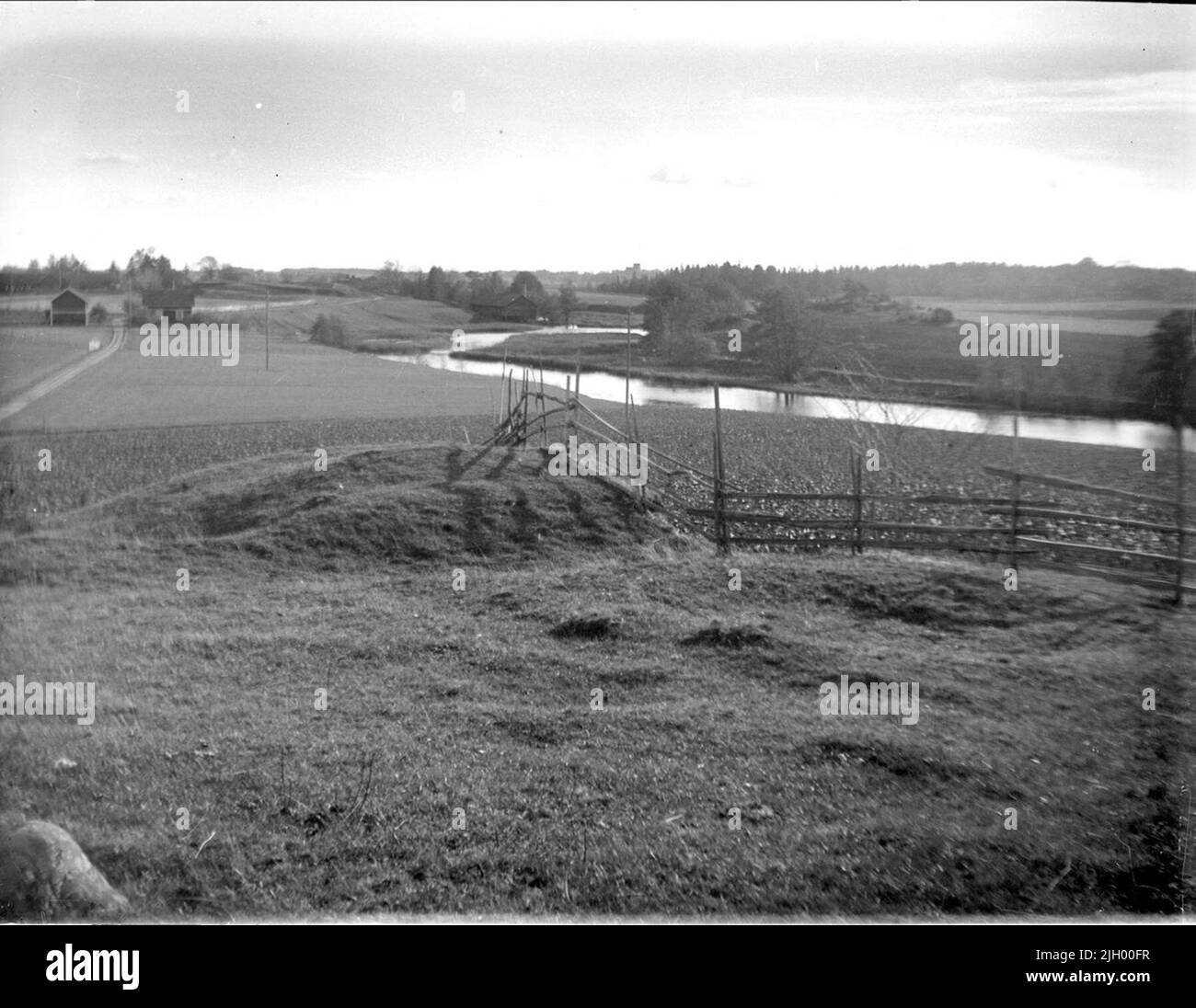 Fyrisån a Valsgärde, Old Uppsala nel 1931. Vallsgärde, ENSTA - Uppsala vecchia. Foto Stock
