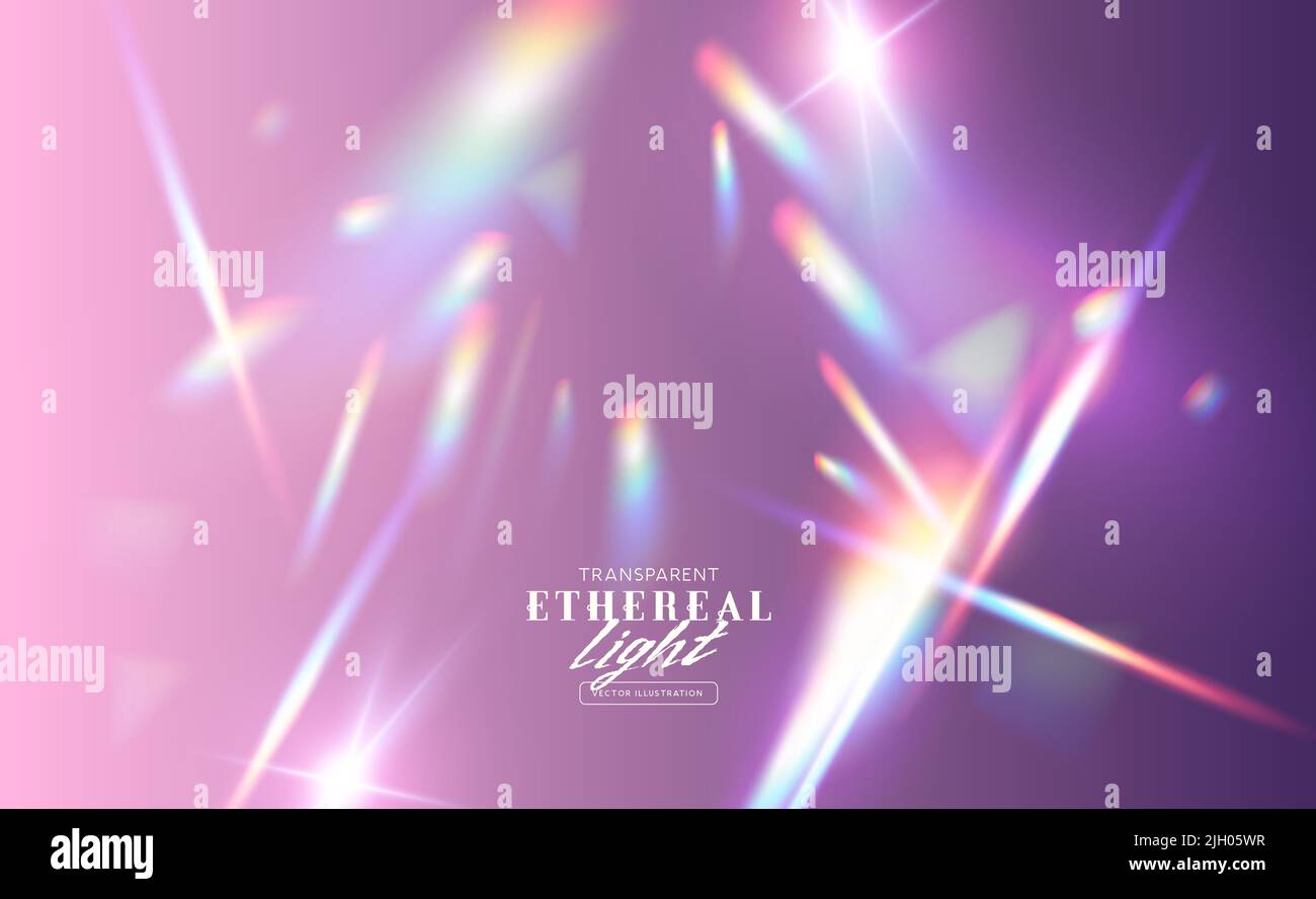 Motivo di rifrazione della luce di cristallo con sovrapposizione eterea per aggiungere effetti ai layout di sfondo. Illustrazione vettoriale. Illustrazione Vettoriale