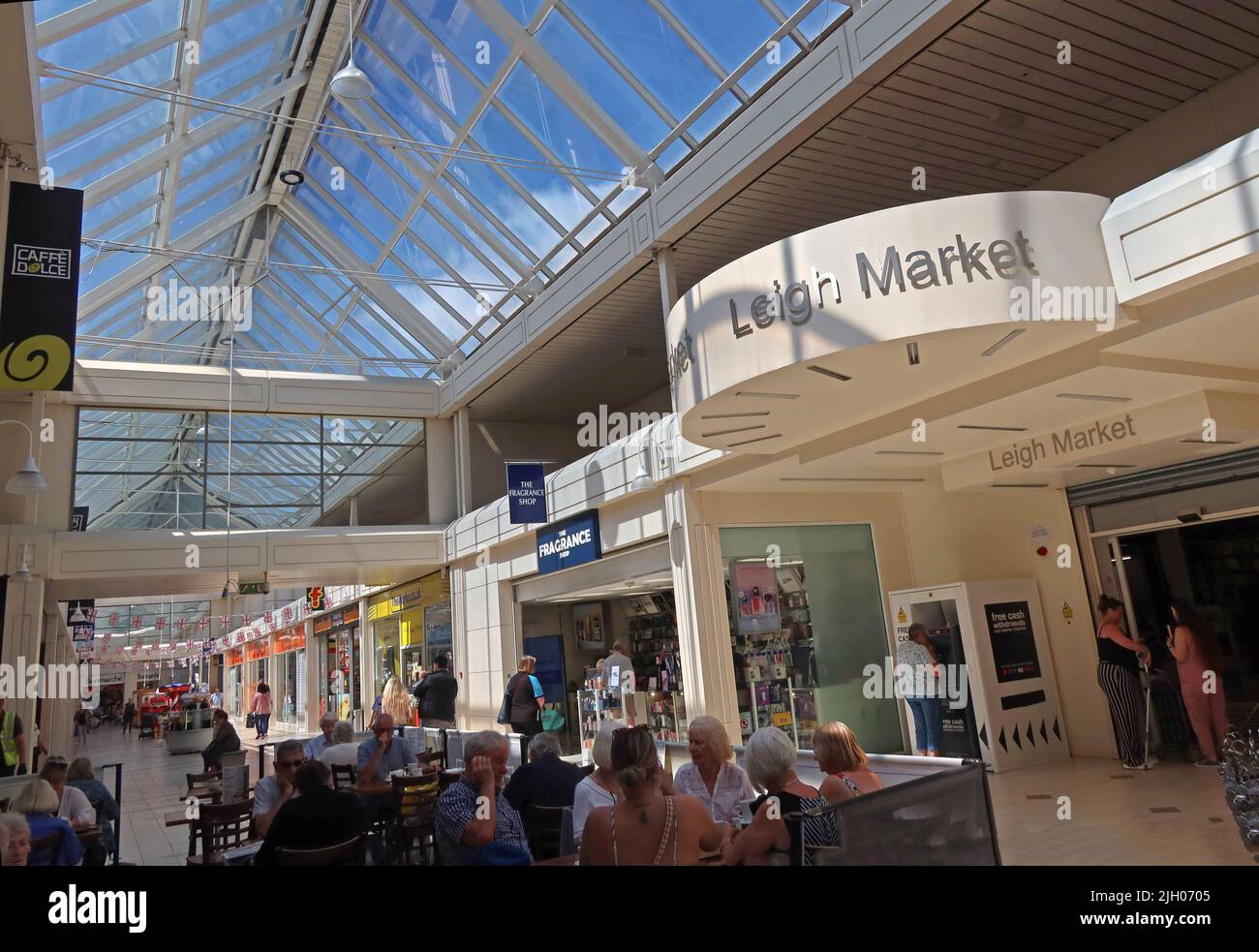 Centro commerciale Spinning Gate, Ellesmere Street, centro di Leigh, Wigan & Leigh council, Lancashire, Inghilterra, Regno Unito, WN7 4PG Foto Stock