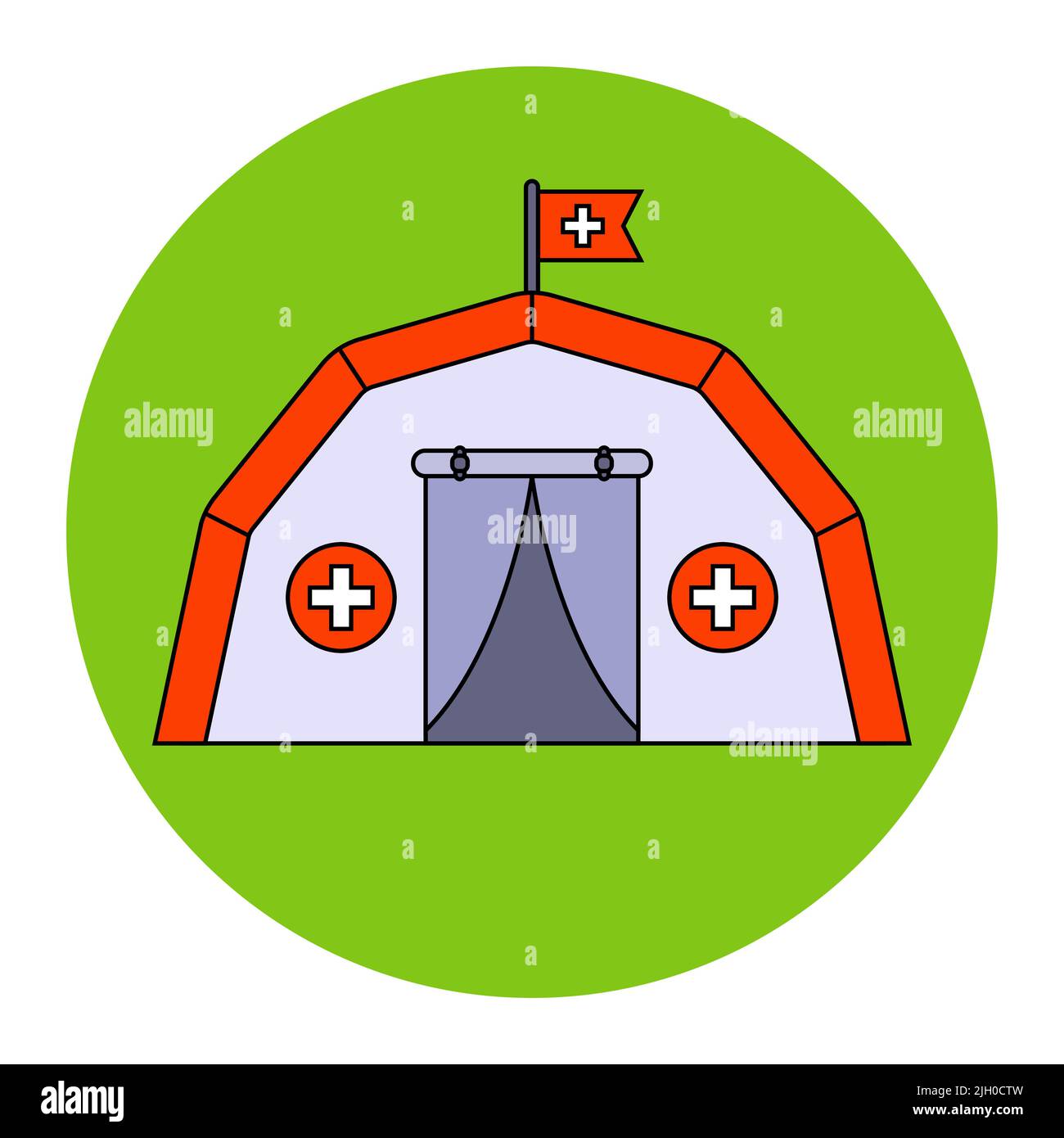 tenda medica libero aiuto a persone. flat vettore illustrazione. Illustrazione Vettoriale