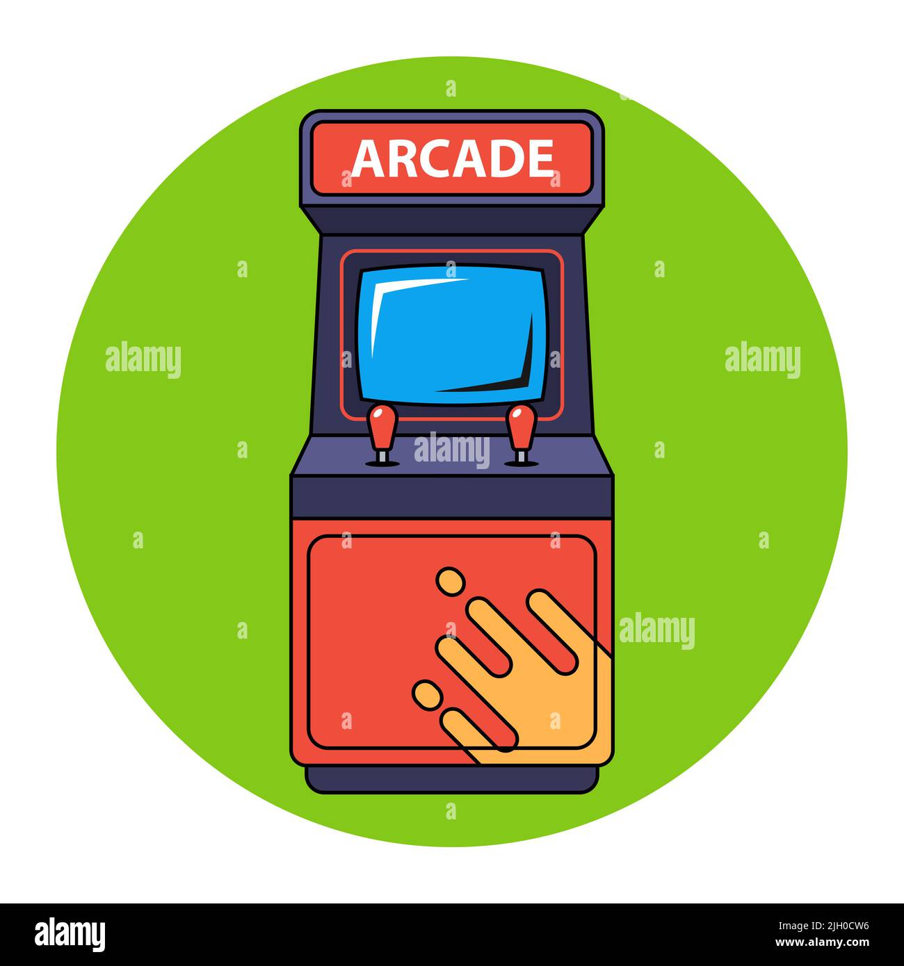 arcade macchina su sfondo bianco. gioco da 80. flat vettore illustrazione Illustrazione Vettoriale