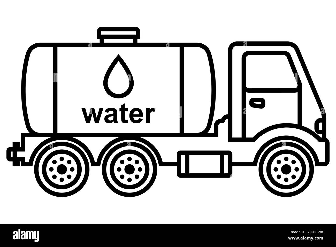 icona nera di un camion con un serbatoio porta acqua. illustrazione vettoriale piatta. Illustrazione Vettoriale