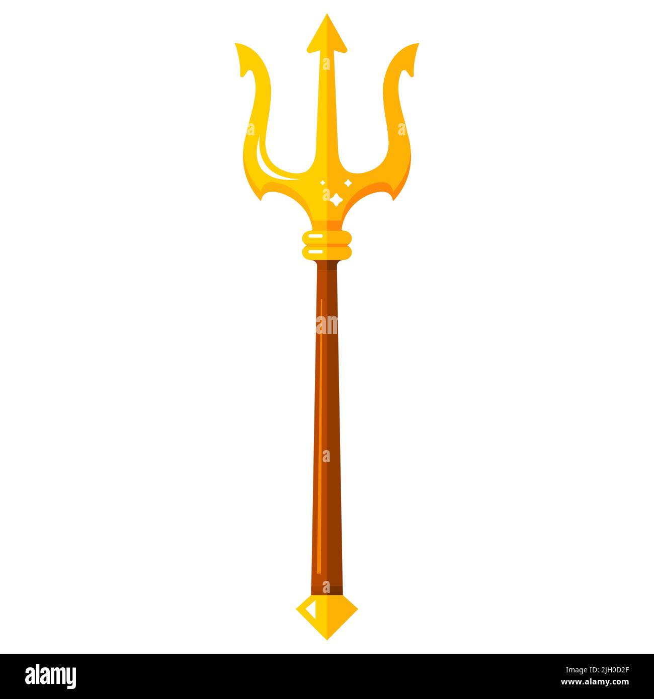 Arma tridente d'oro di Poseidone. Personale aquaman. illustrazione