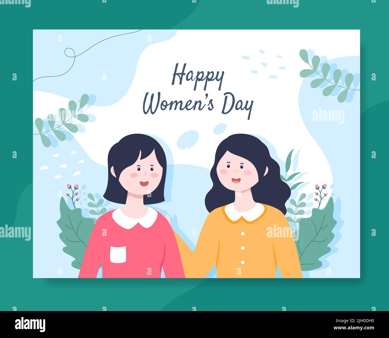 International Women Day Photocall Template Flat Cartoon background Vector Illustration Illustrazione Vettoriale