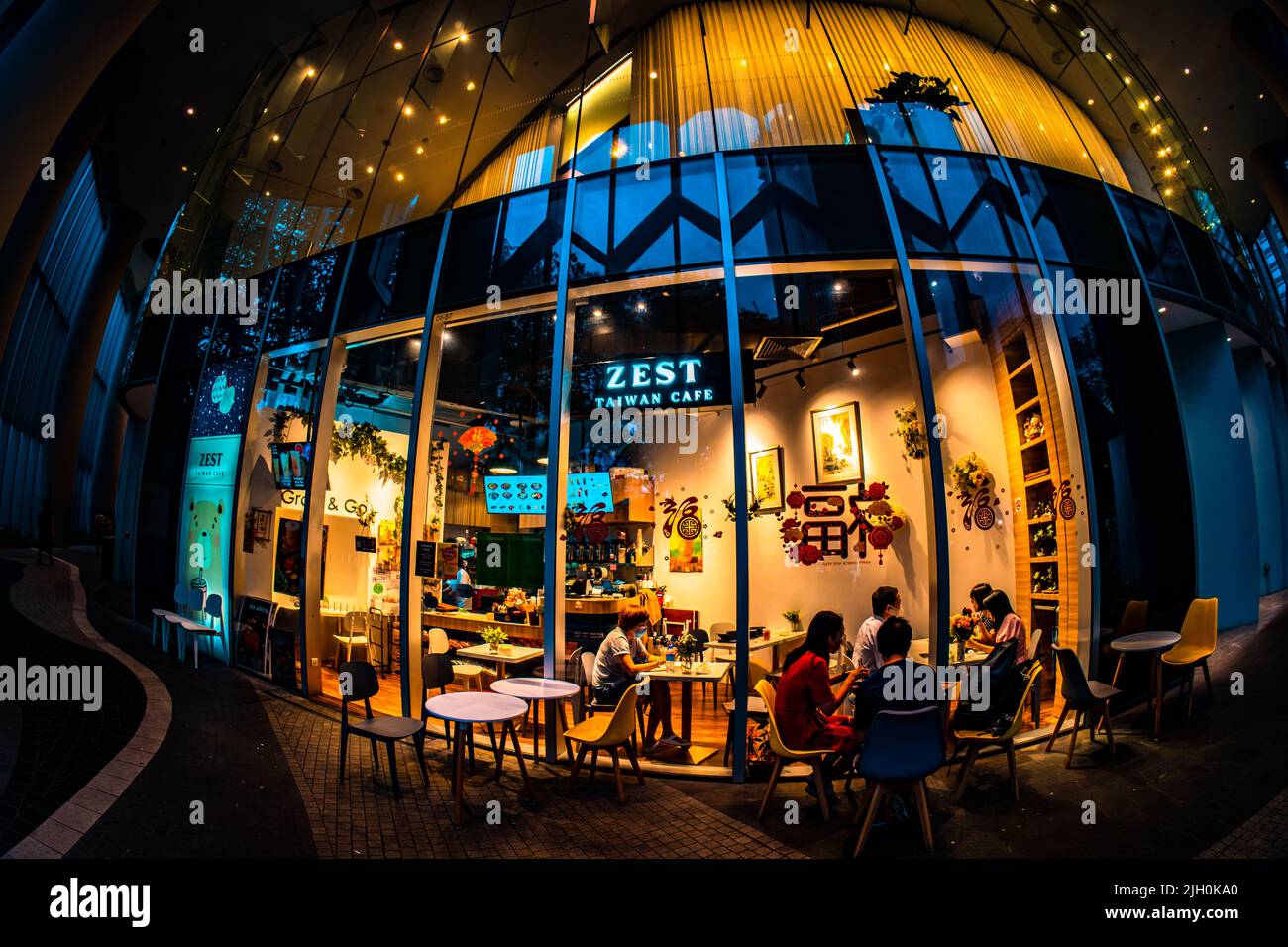 Zest Taiwan Cafe presso le residenze Duo. Foto Stock