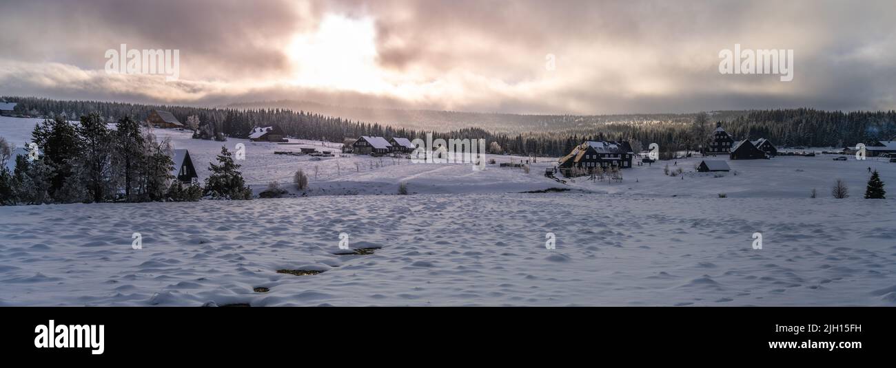 Paesaggio invernale dei Monti Jizera Foto Stock
