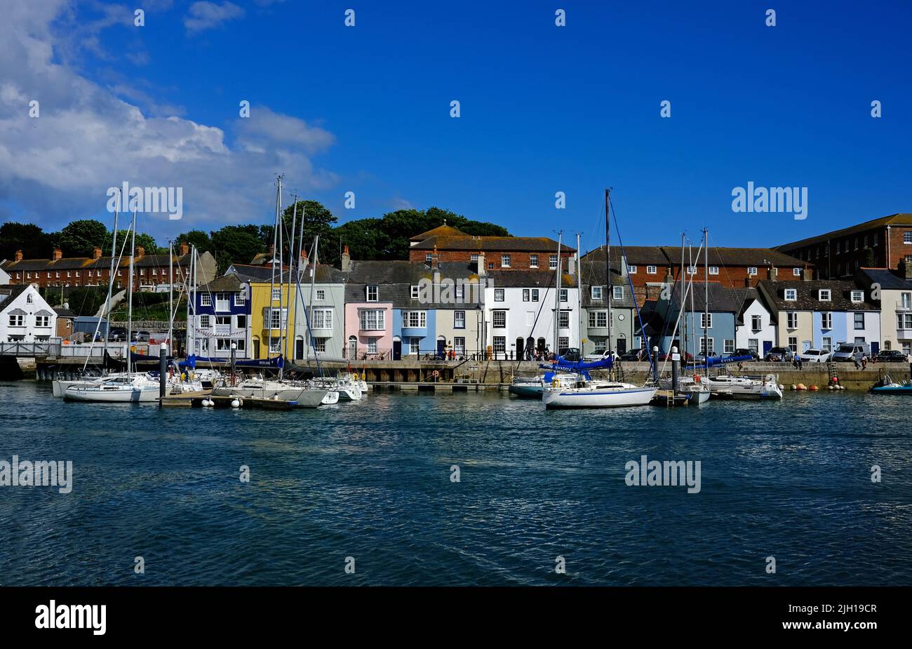 Weymouth Harbour e cottage, Dorset, Inghilterra Foto Stock