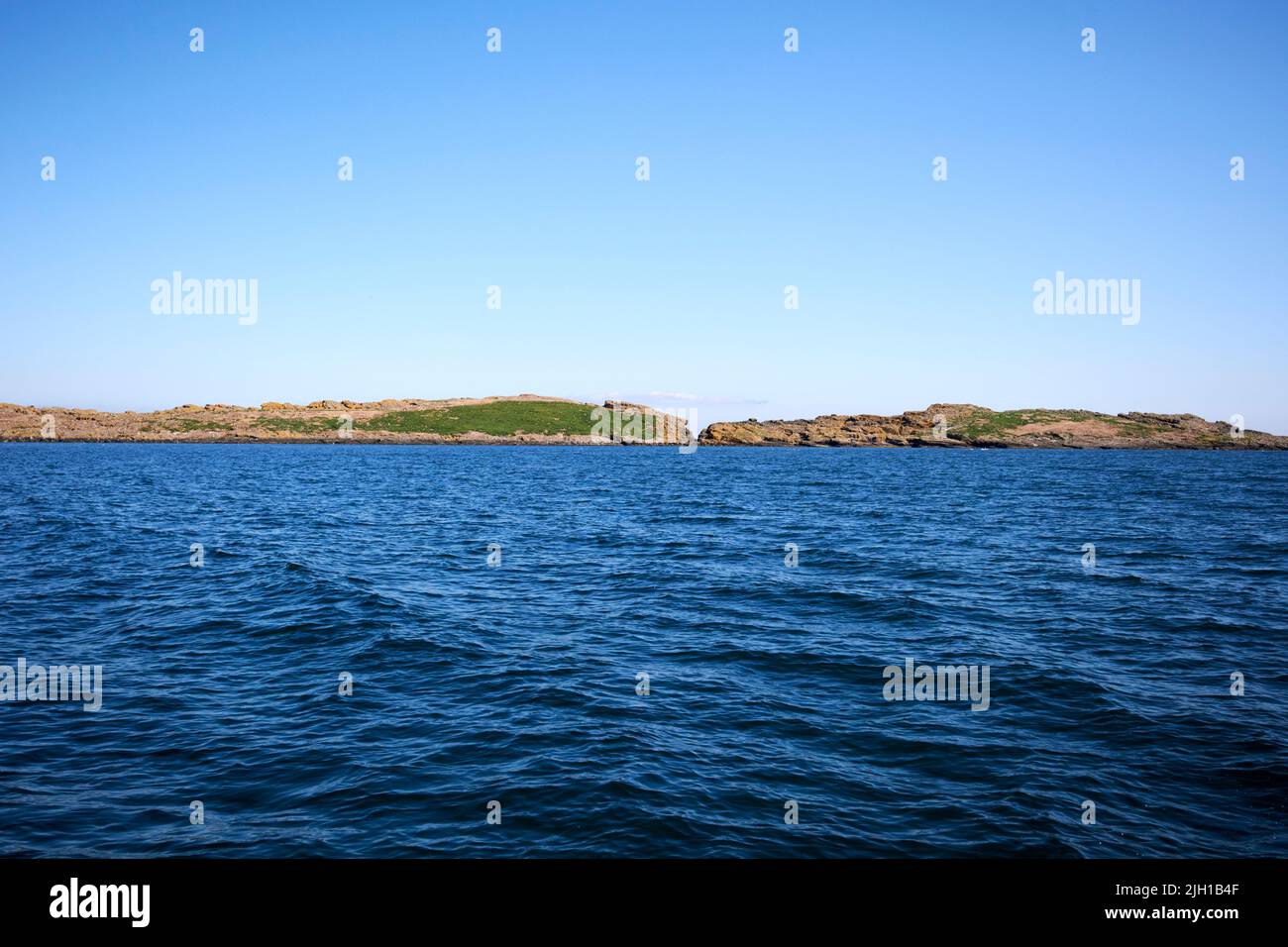 in mare al largo delle isole skerries costa nord dell'irlanda del nord in una mattinata estiva Foto Stock