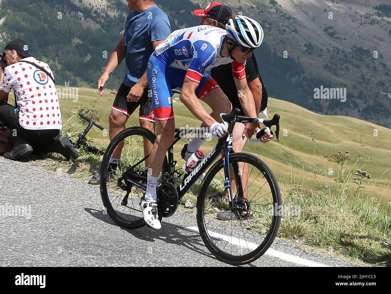 Valentin Madouas di Groupama - FDJ durante il Tour de France 2022, gara ciclistica fase 11, Albertville - col du Granon Serre Chevalier (152 km) il 13 luglio 2022 a Serre Chevalier, Francia - Foto: Laurent Lairys/DPPI/LiveMedia Foto Stock