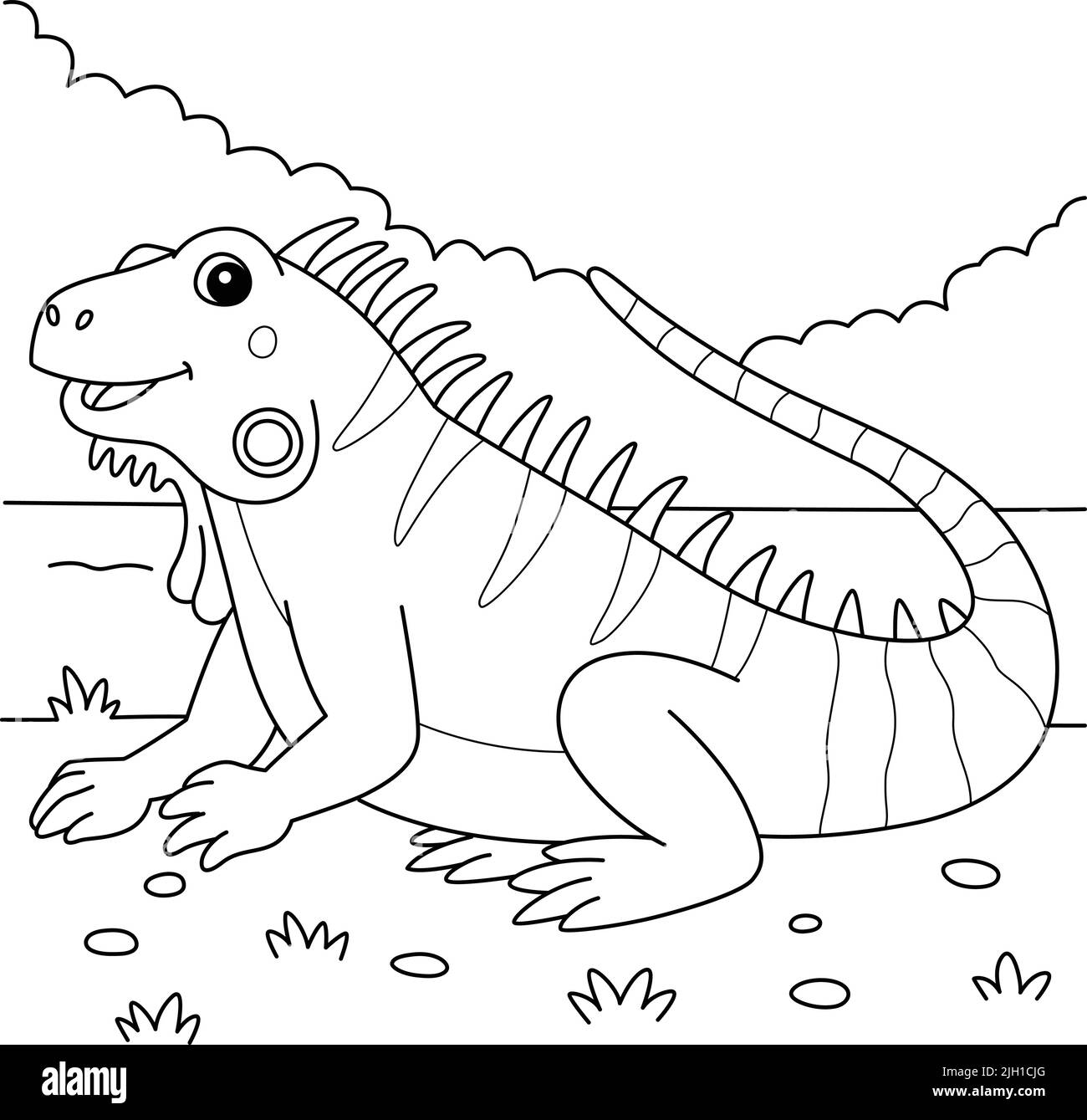Iguana Animal Coloring Page for Kids Illustrazione Vettoriale