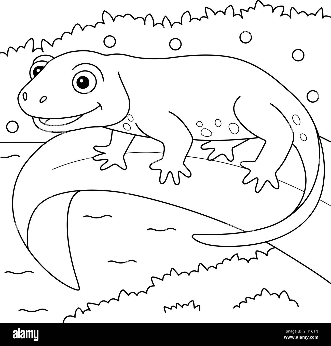 Pagina colorazione animale newt per bambini Illustrazione Vettoriale