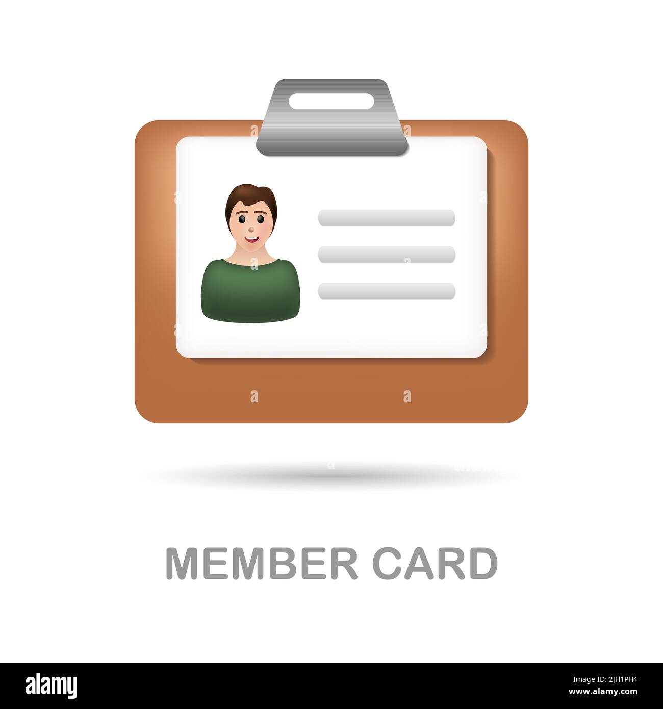 Icona della carta dei soci 3D dalla raccolta fedeltà dei clienti. Icona Creative Member Card 3D per il web design, modelli, infografiche e altro ancora Illustrazione Vettoriale