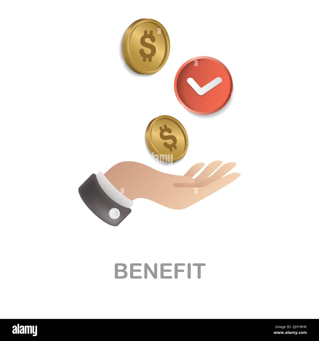Illustrazione dell'icona dei vantaggi 3D della raccolta fedeltà dei clienti. Creative Benefit 3D icona per il web design, modelli, infografiche e altro ancora Illustrazione Vettoriale