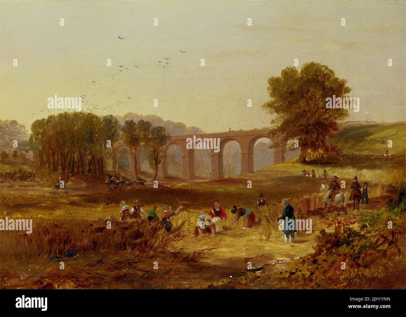 Corby Viaduct, la ferrovia di Newcastle e Carlisle. John Wilson Carmichael. 1836. Foto Stock