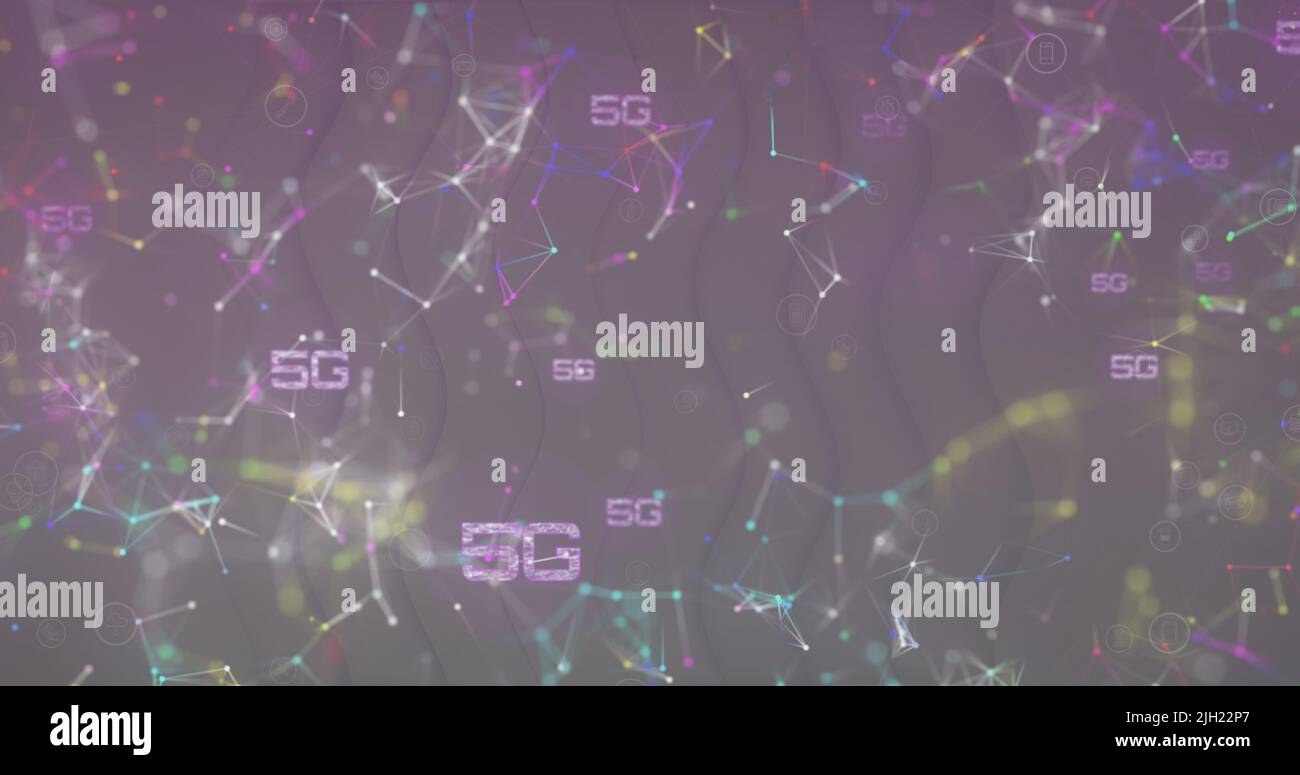 Immagine di 5g su reti di connessioni Foto Stock