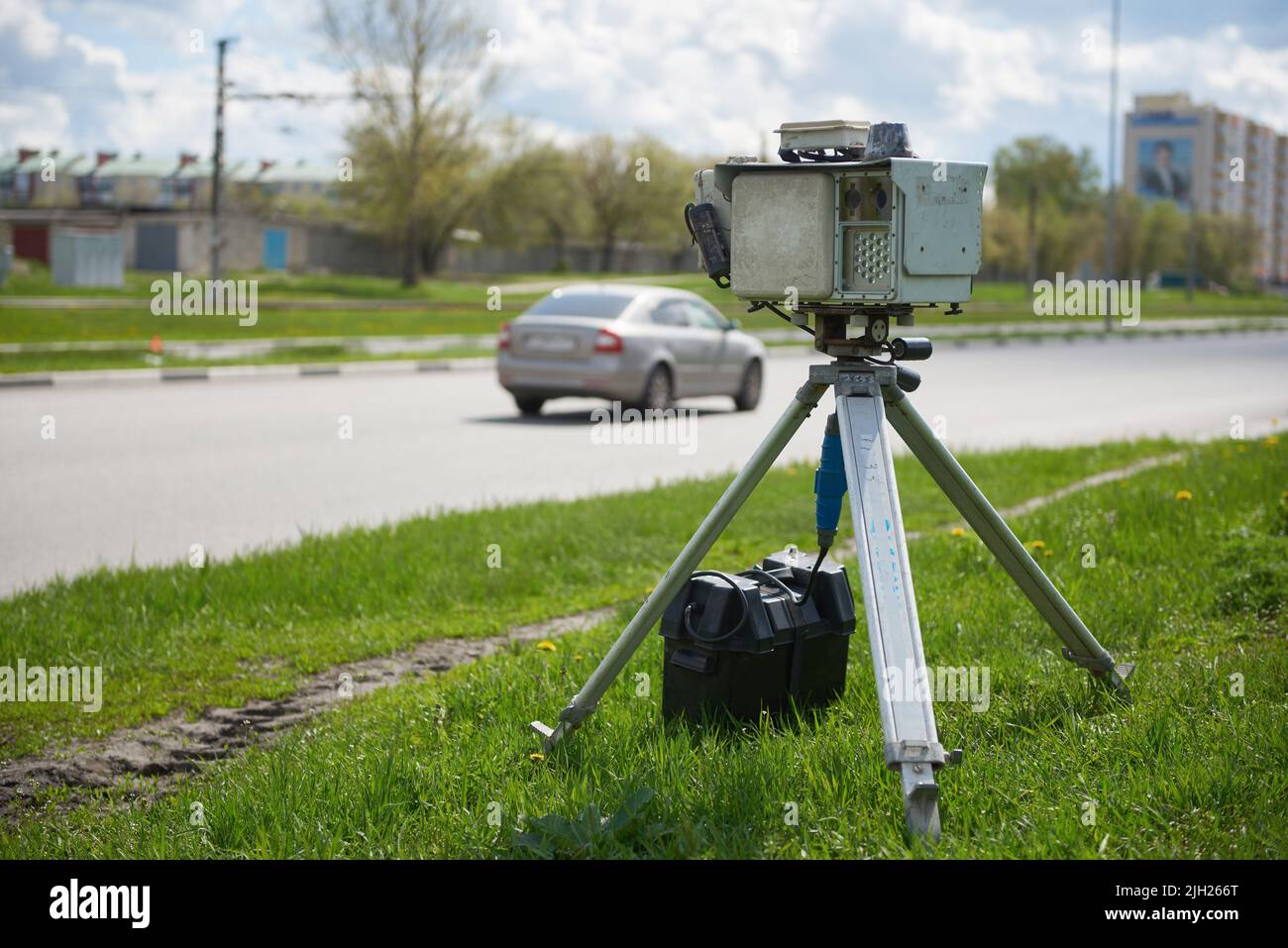 Radar per fissare la velocità della vettura. Foto Stock