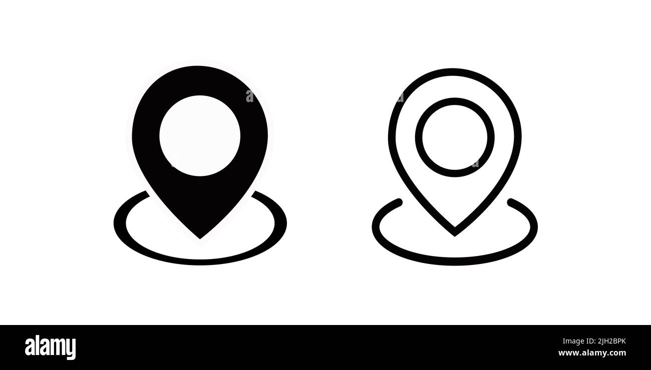 Set di icone PIN. Vettore di icone di posizione. Icona di destinazione. pin mappa insieme di cings di posizione in stile piatto. Cing posizione geo nero. Illustrazione vettoriale des Illustrazione Vettoriale