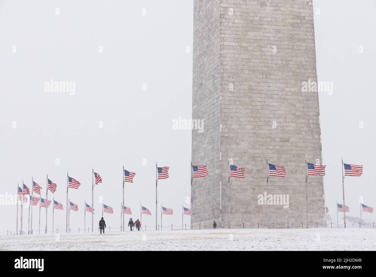 Nevicate invernali al Washington Monument a Washington, DC. Foto Stock